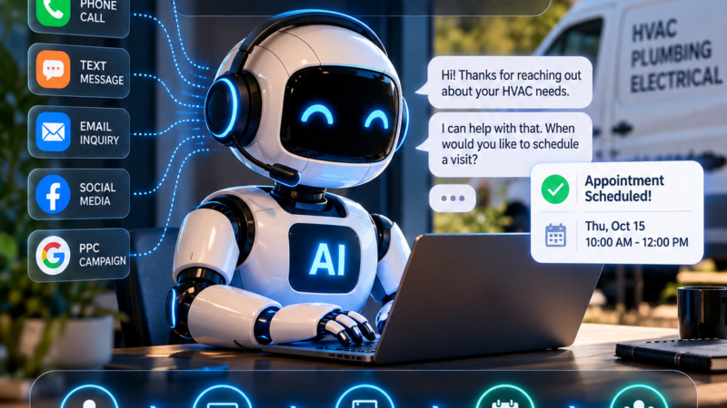 Abstract illustration of an incoming lead being routed instantly by an AI agent, with a stopwatch showing under one minute